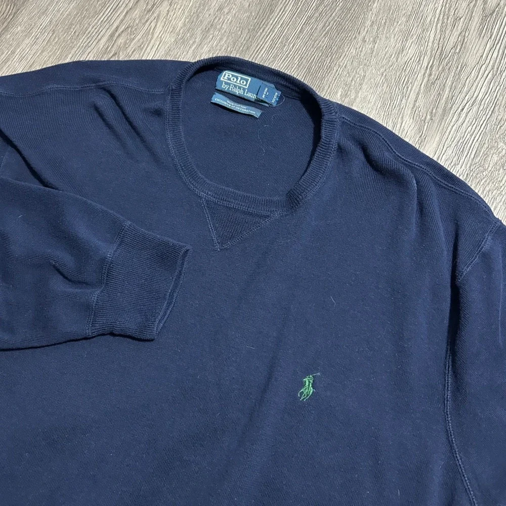 Vintage Polo Ralph Lauren Sweater 4XLT Tall Navy Blue Cotton Crew Neck Pony Logo